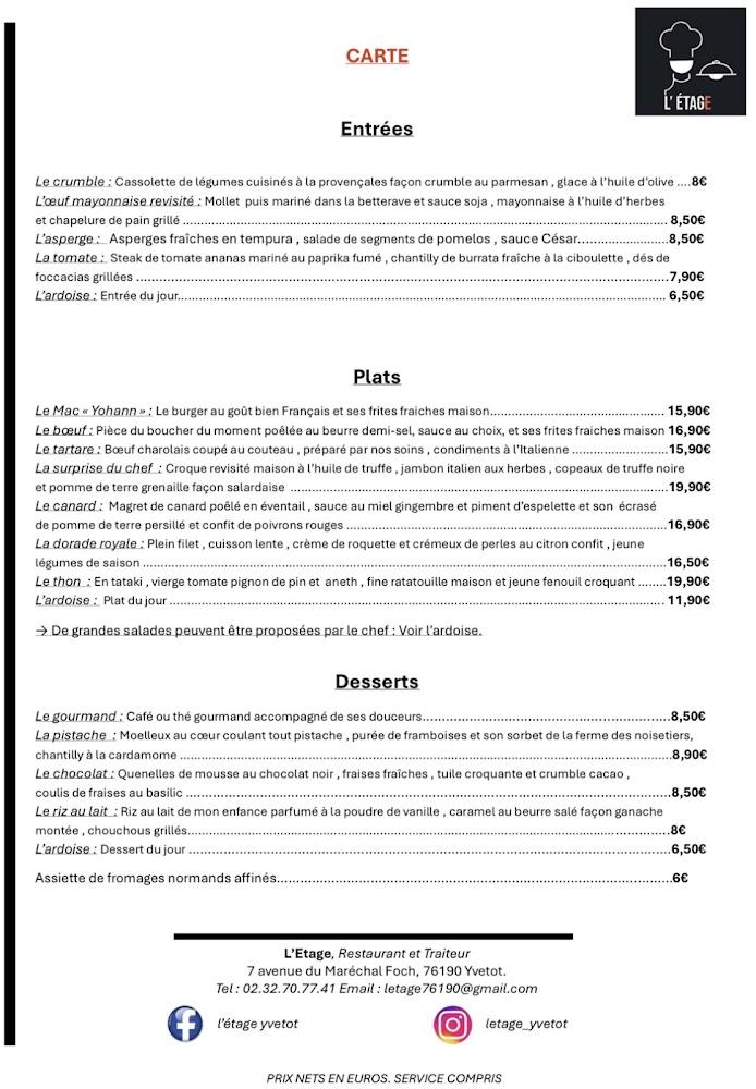 L’Etage - Menu Image 1
