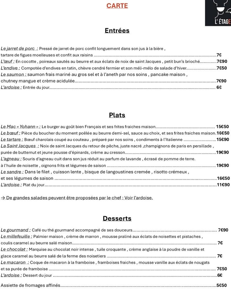 L’Etage - Menu Image 4